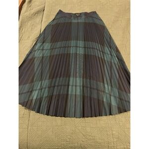 Talbots Women's Pleated Skirt Navy Blue And Green Size 8 NWT Msrp $149.00